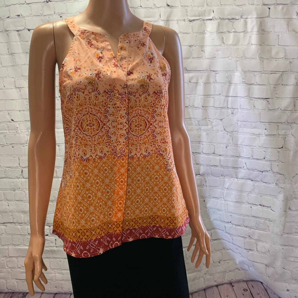 Sanctuary Nordstrom orange Sleeveless boho summer floral top size small